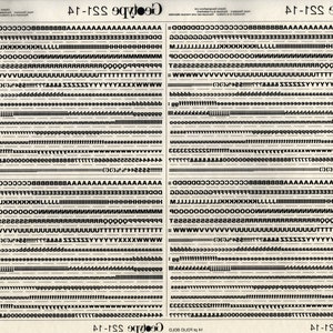 May include: A black and white typography chart with the word "Gootype" and the number "551-14" at the top. The chart shows different letterforms and numbers in a grid pattern.