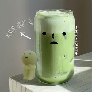 Smiski Set of 2 Matcha Cup Mug Laptop Face Vinyl Decal Sticker | For Mugs, Matcha, Cup, Laptop, Tablet, Notebook