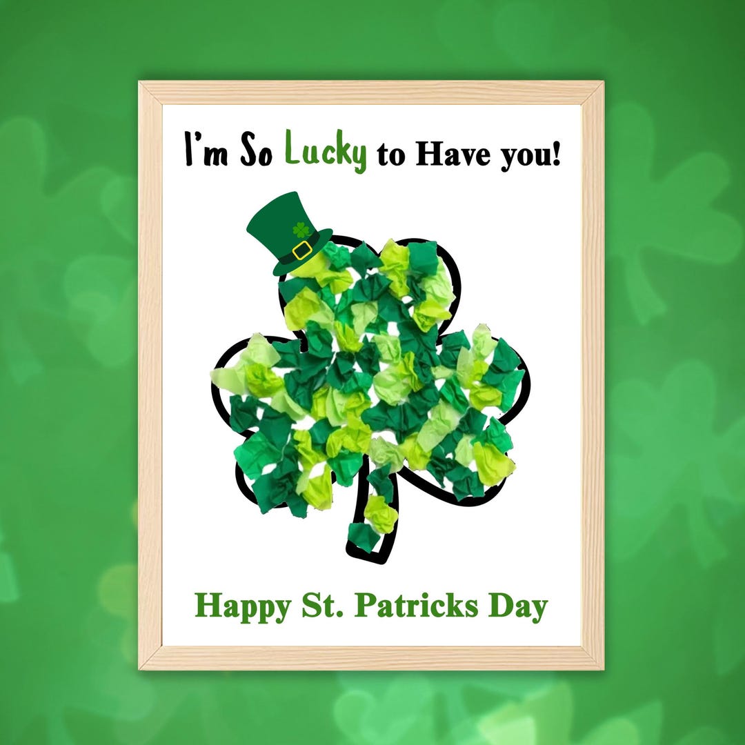 St. Patrick’s Day Craft for Kids | Shamrock Clover Tissue Paper Tear ...