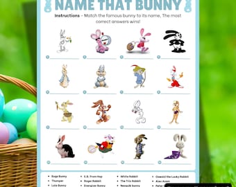 Printable Easter Name The Famous Bunny Game | Kids & Adults | Classroom Work | Fun Family Game | Party Trivia Quiz | Instant Download