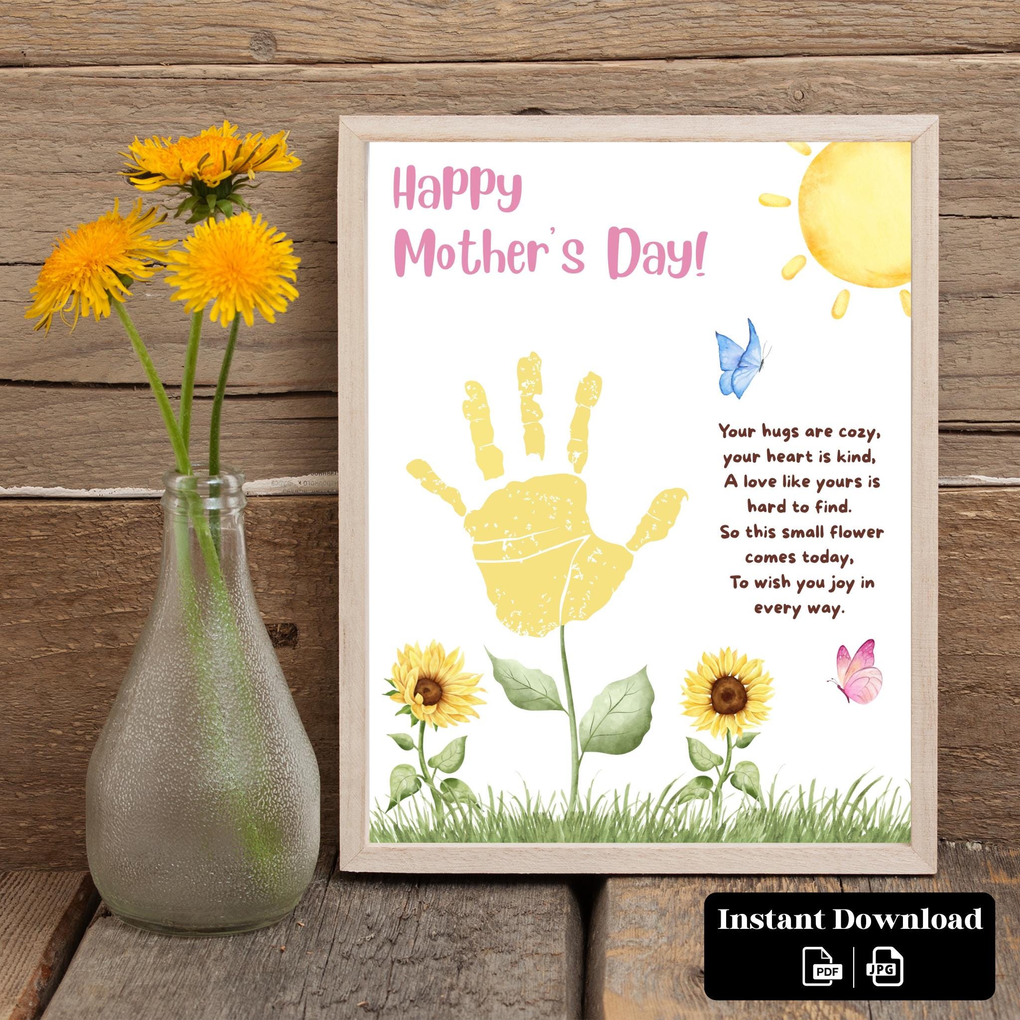 41 Creative Sunflower Crafts for Kids 35 Mother's Day Handprint Craft Printable Poem & Sunflower Handprint…