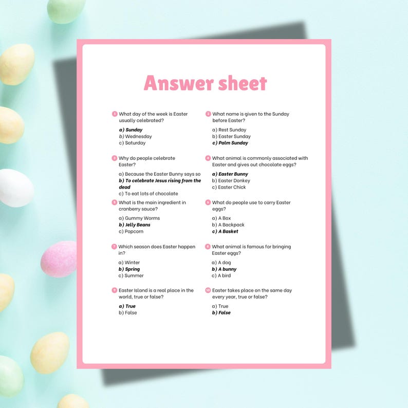 Easter Trivia Game for Kids – Editable Canva Template | Printable ...