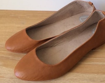 VIVIAN- Ballet Flats - Leather Shoes- Tobacco leather