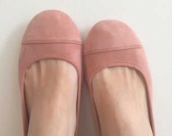 LUNAR. Blush flats / women shoes / suede flat shoes / women flats / Blush pink leather flats. Available in different colours