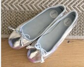 37-COCO- LUXE Ballet Flats - Leather Shoes - 37 - SILVER. Available in different sizes