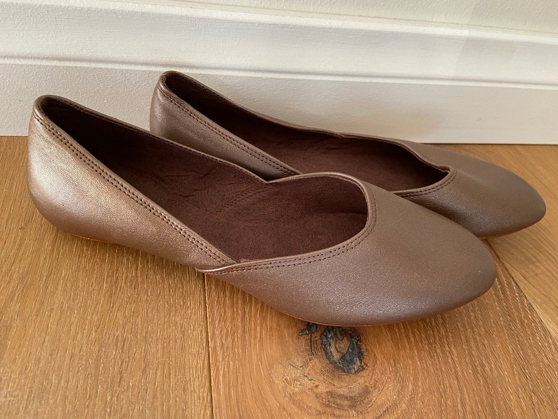 MAYA. Bronze Leather Ballet Flats/ Women's Leather Shoes/ Bridal flats. Available in different colours & sizes. PRE-ORDER Only image 3