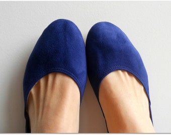 MAYA. Cobalt blue suede/ Ballet Flats/ Women's Suede Shoes/ wedding flats. Available in different sizes see below