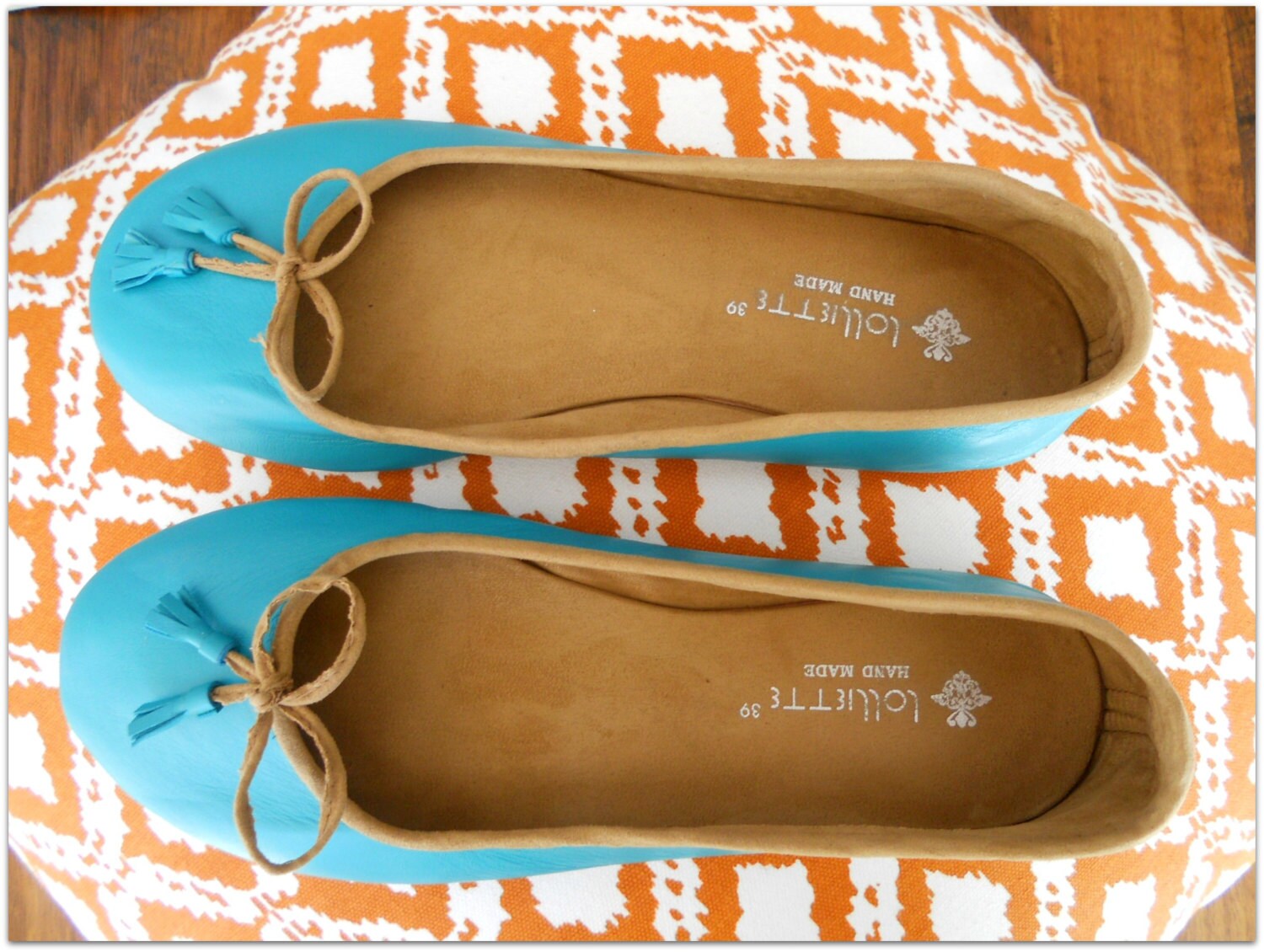 COCO Ballet Flats size 39 TURQUOISE Leather. Available to | Etsy