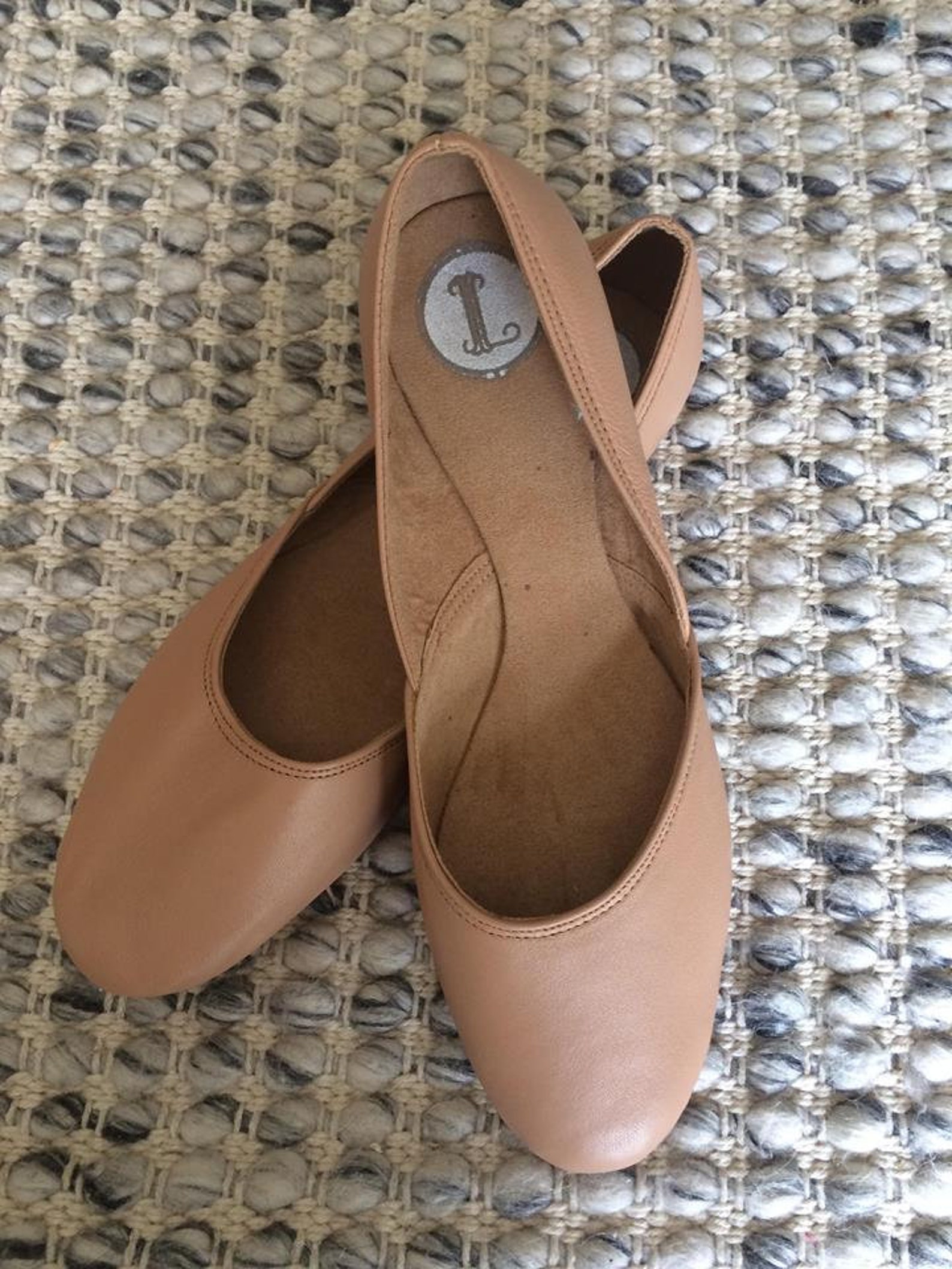 maya. latte leather ballet flats/ women's leather shoes/ latte leather. available in different sizes.