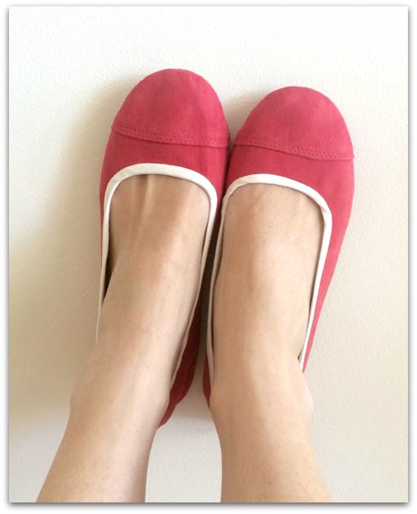 limited edition. lunar.- watermelon suede flats/ suede flat shoes/ women's ballet flats. available to custom order only