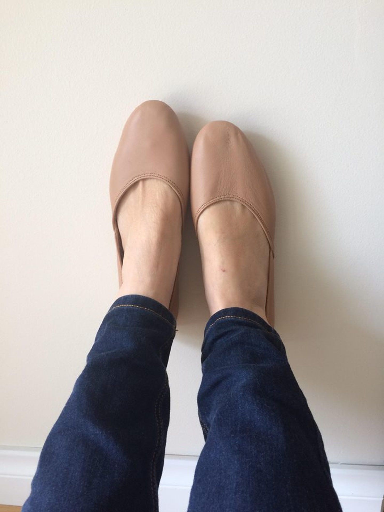 maya. latte leather ballet flats/ women's leather shoes/ latte leather. available in different sizes.