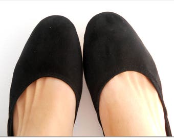 Black Suede Ballet Flats: Pointy Toe Women's Shoes