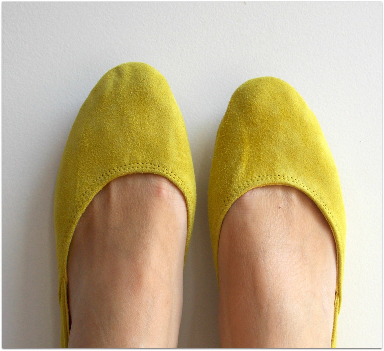 maya - yellow ballet flats/ women's shoes/ light yellow suede flats/ limited edition. available to custom order only!