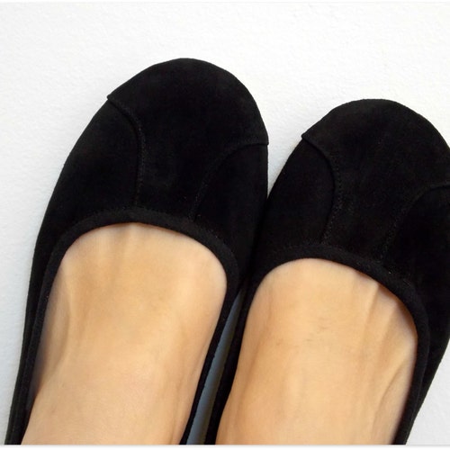 black suede flats