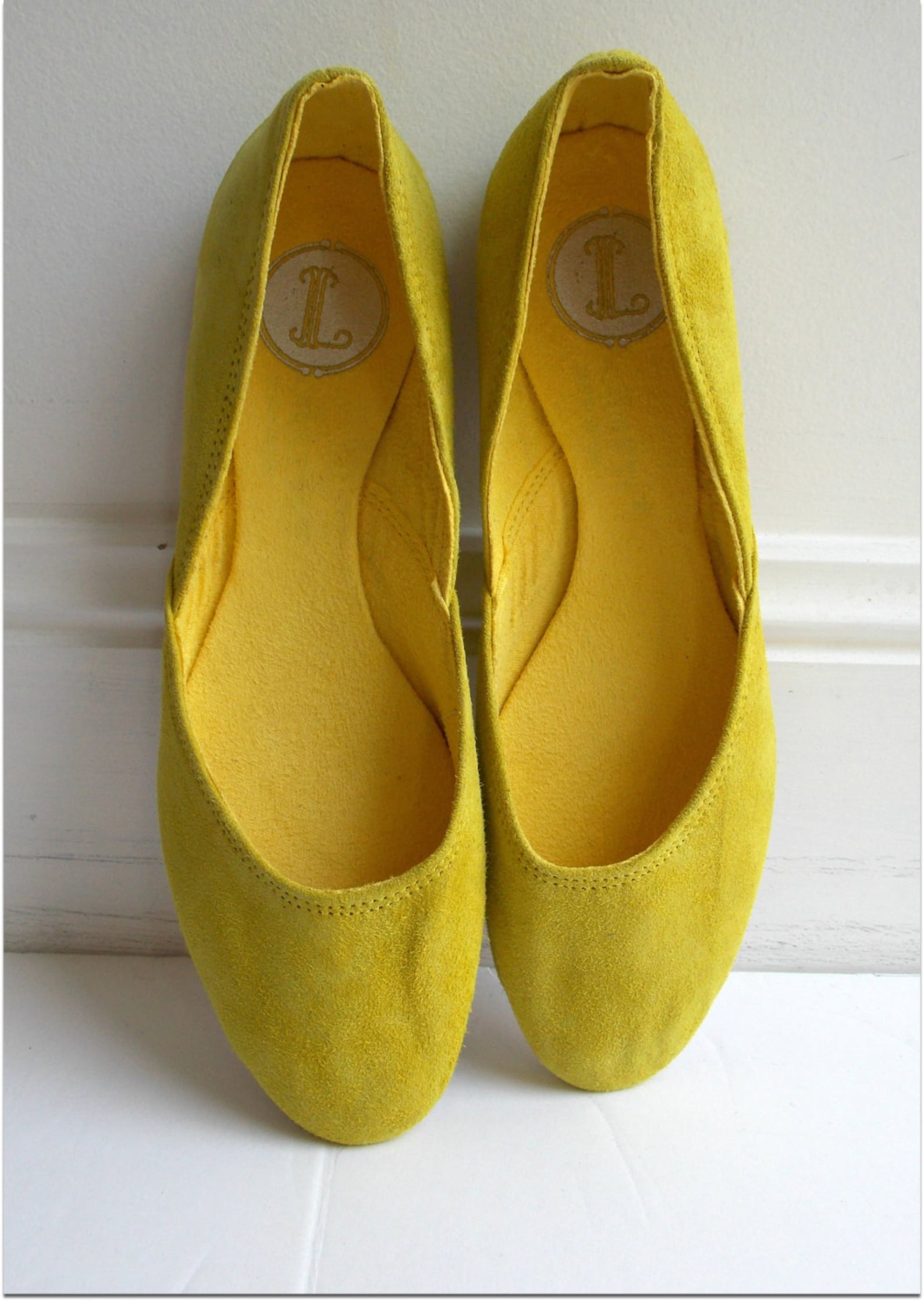 maya - yellow ballet flats/ women's shoes/ light yellow suede flats/ limited edition. available to custom order only!