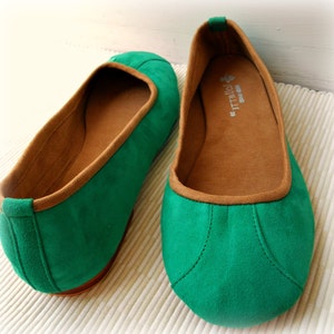 ISLANDER. Sea green flats / women shoes / leather flat shoes / women flats / Green suede flats. Available in different colours image 2