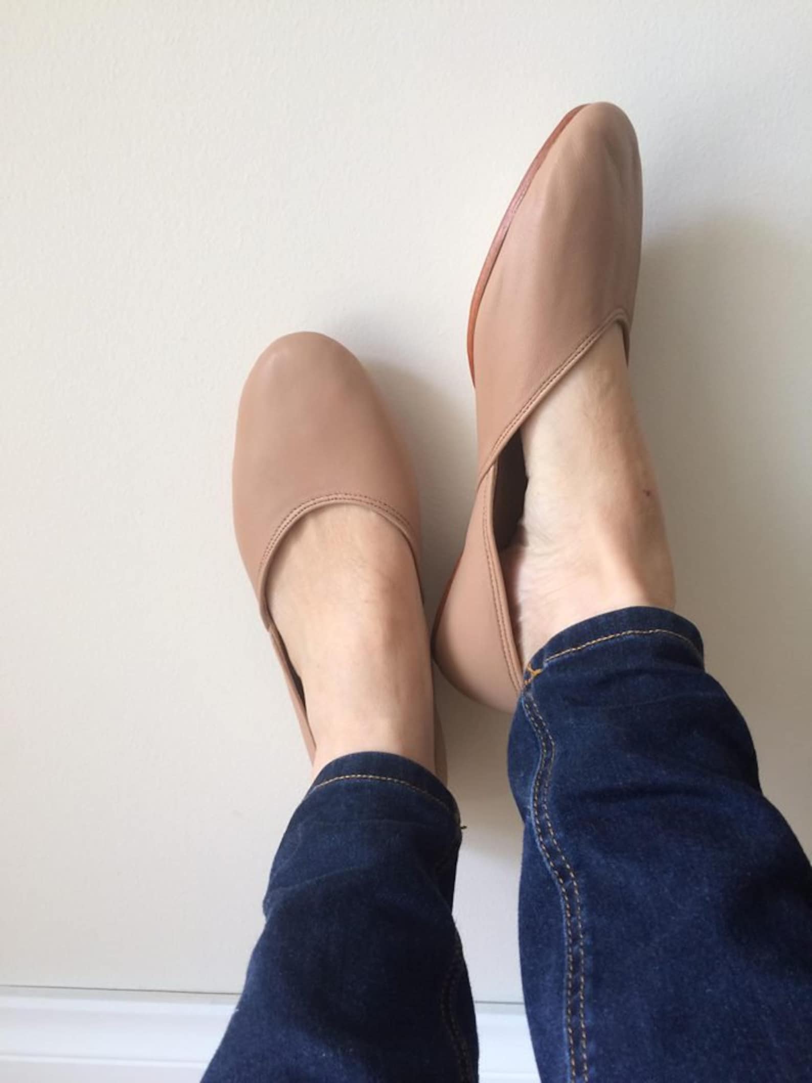 maya. latte leather ballet flats/ women's leather shoes/ latte leather. available in different sizes.