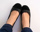 ZOE- Ballet Flats - Leather Shoes -40 - Black Leather Suede. size 40 on sale only