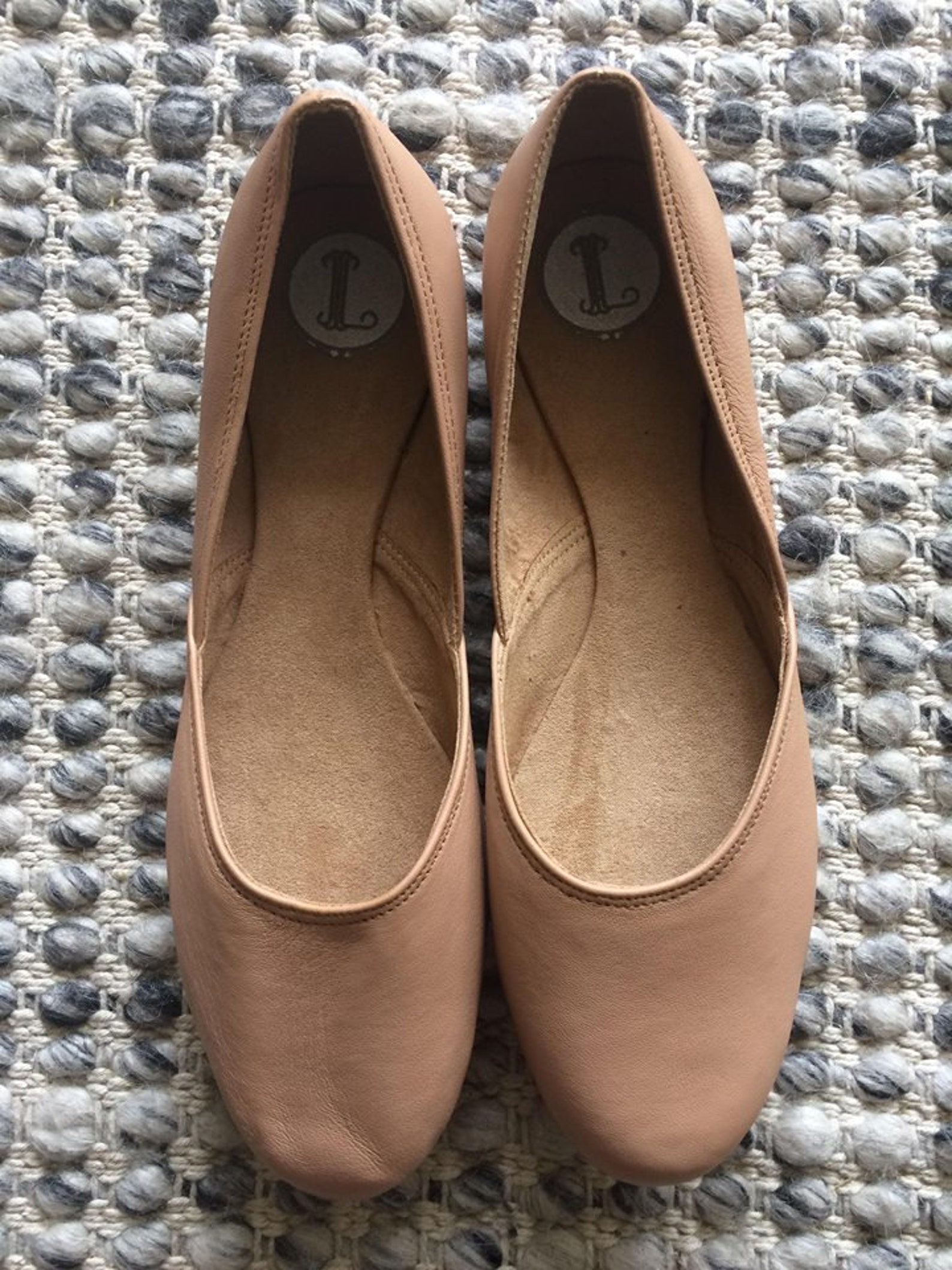 maya. latte leather ballet flats/ women's leather shoes/ latte leather. available in different sizes.