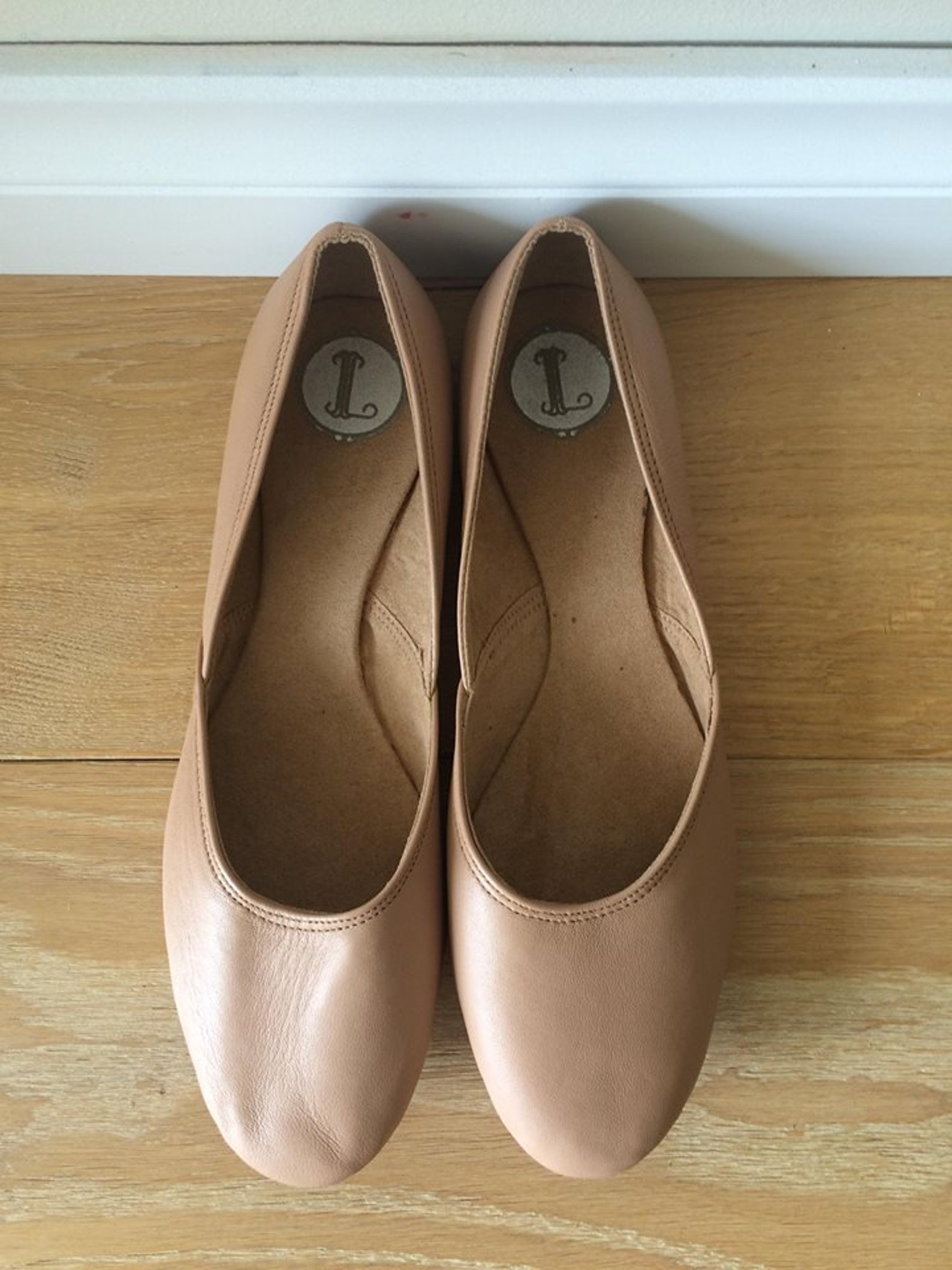 maya. latte leather ballet flats/ women's leather shoes/ latte leather. available in different sizes.