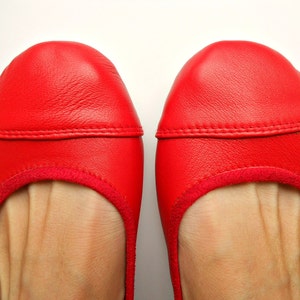 LUNAR. Red flats / women shoes / leather flat shoes / women flats /Cherry red leather flats. Available in different colours