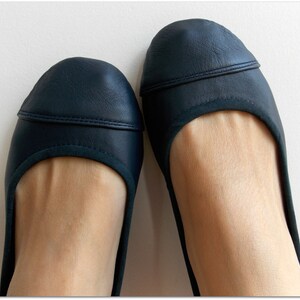 LUNAR. Navy Blue flats/ women shoes/ leather flat shoes/ women flats/ Navy blue leather. Available in different colours & sizes image 5