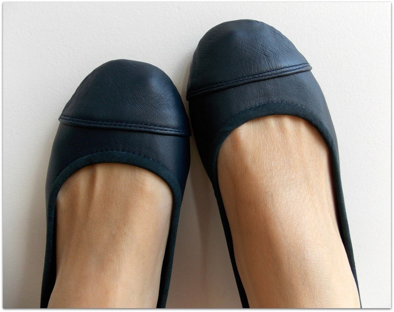 LUNAR. Navy Blue flats/ women shoes/ leather flat shoes/ women flats/ Navy blue leather. Available in different colours & sizes image 5