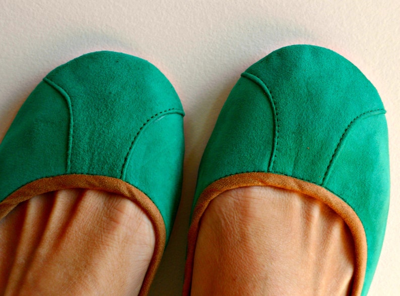 ISLANDER. Sea green flats / women shoes / leather flat shoes / women flats / Green suede flats. Available in different colours image 1