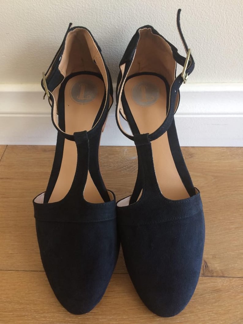 LACEY. Black T-Bar / women shoes / suede flat sandals / women flats / Black suede flats. Available in different colours image 3