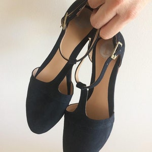LACEY. Black T-Bar / women shoes / suede flat sandals / women flats / Black suede flats. Available in different colours image 6