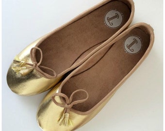 COCO- Ballet Flats - Leather Shoes - Gold. Taking custom orders only! Available to order