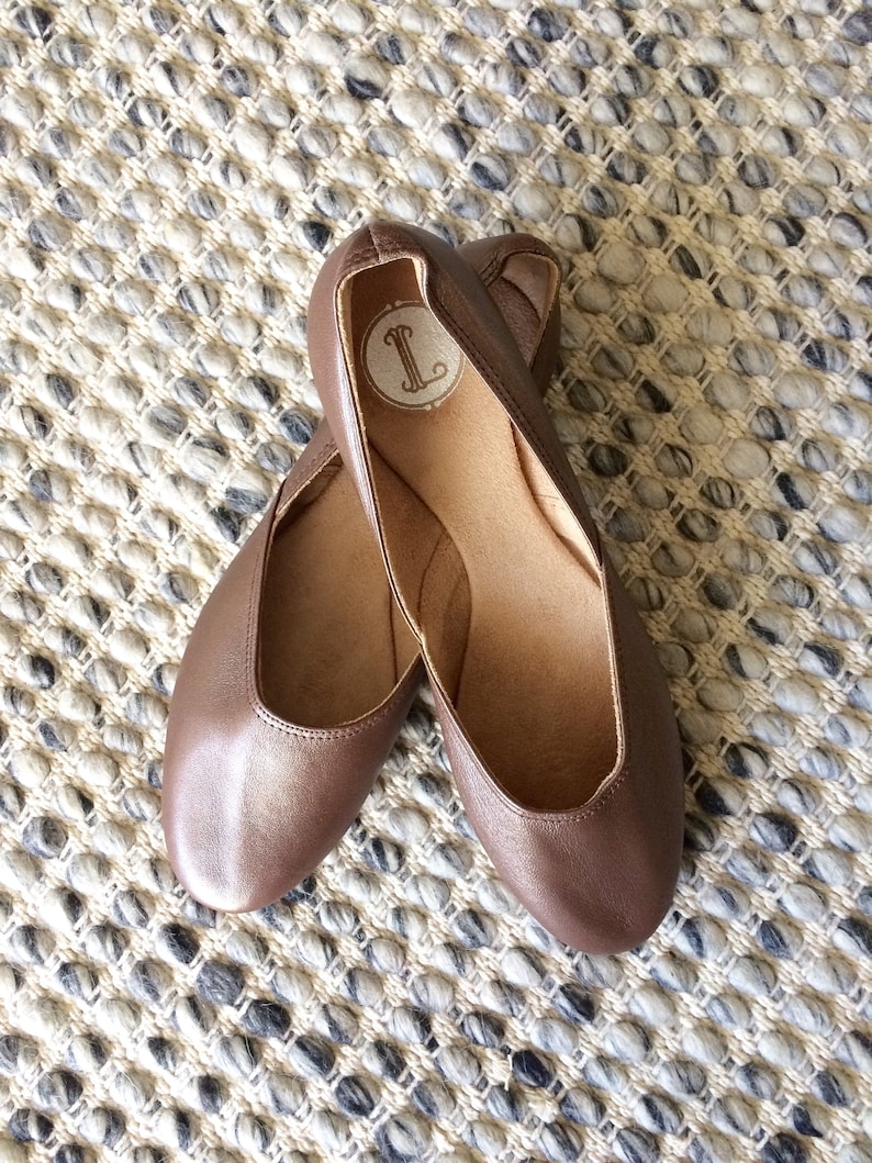 MAYA. Bronze Leather Ballet Flats/ Women's Leather Shoes/ Bridal flats. Available in different colours & sizes. PRE-ORDER Only image 9
