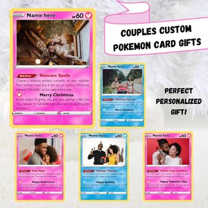 Modèles de cartes Pokémon personnalisées pour cadeau pour couple | Saint-Valentin, anniversaire, anniversaire, Noël | Facile à personnaliser | Modèles de cartes TCG Canvas