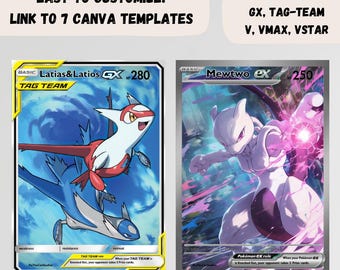 Custom Pokemon Card Templates Bundle | EX, Trainer, GX, Tag-team, V, Vmax,  Vstar | Full-art Canva Templates | Easy to Use - Etsy
