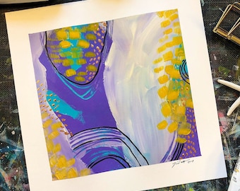 Contemporary Abstract Painting - "Study in Violet & Yellow" - Tori Weyers