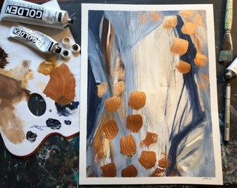 Contemporary Abstract Painting - "Study in Blue and Copper" - Tori Weyers