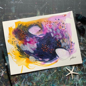 Contemporary Abstract Painting - "Study in Violets and Ocre" - Tori Weyers