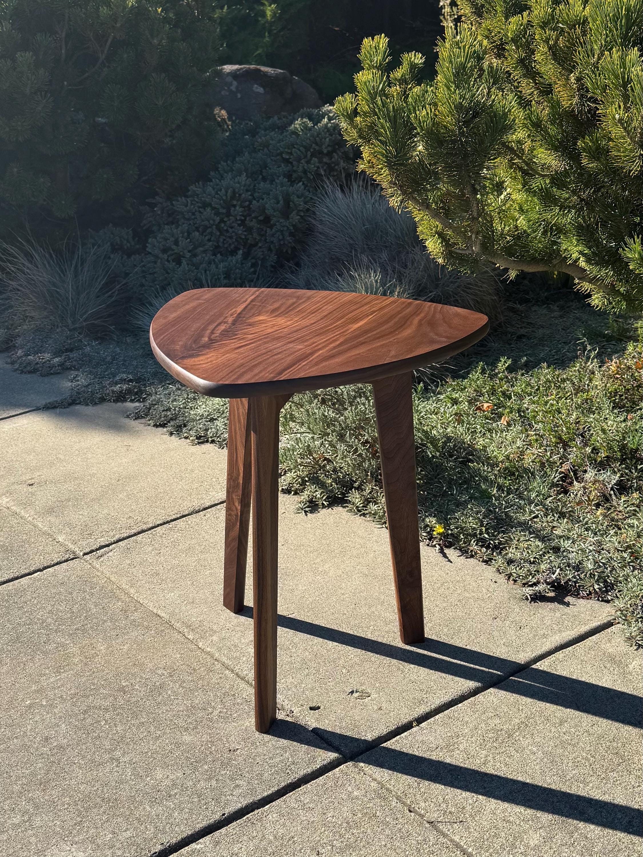 Mid-Century Modern Walnut Side Table | Handmade Triangular Accent Table