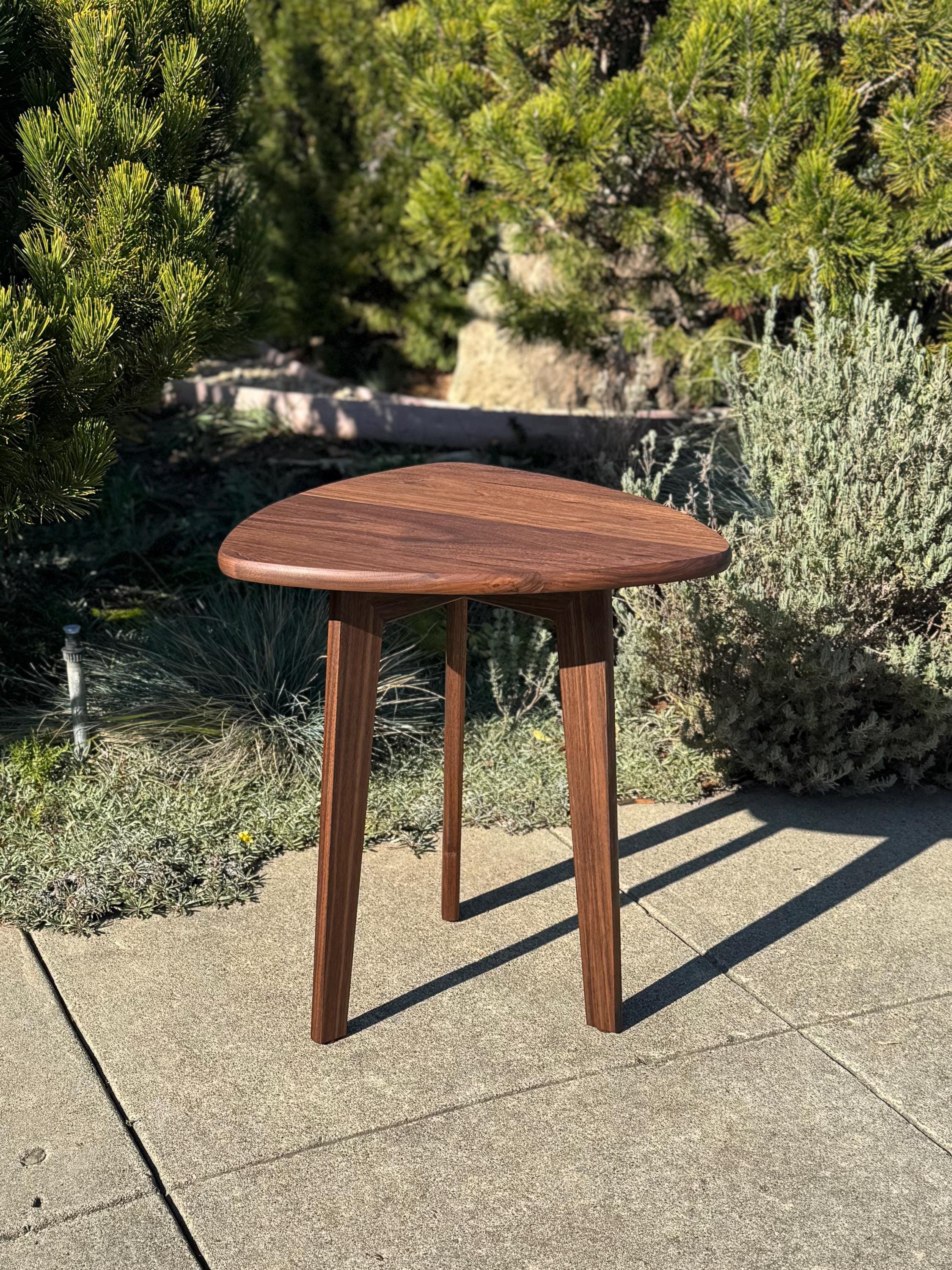 Mid-century Modern Walnut Side Table | Handmade Triangular Accent Table ...