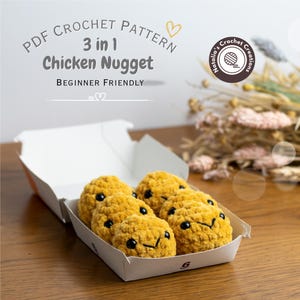 3-in-1 no sew chicken nugget crochet pattern