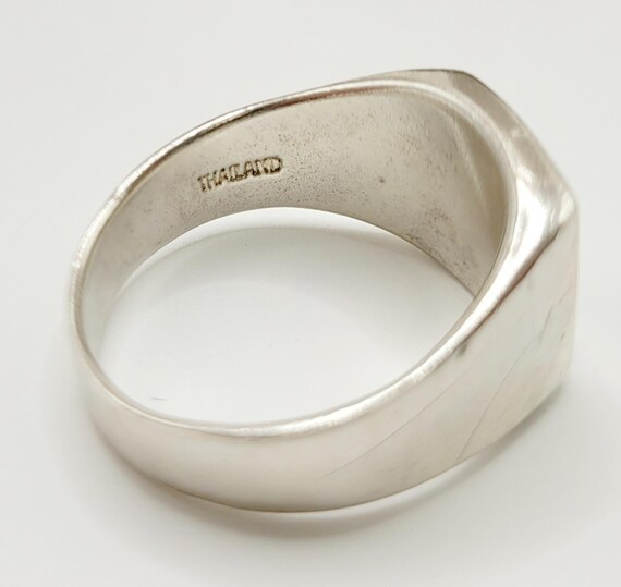 Black Cross Inlay Sterling Silver Ring: Wide Band… - image 4