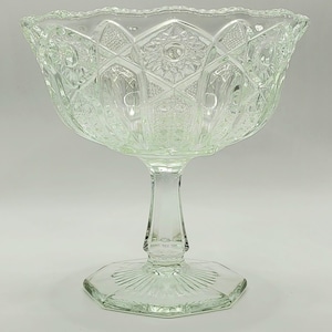 Antique McKee Plytec EAPG Compote: Pineapple Fan Shell, Sawtooth Edge