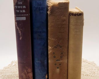 Vintage Book Set: Antique Decorative Classics, Neutral Book Stack
