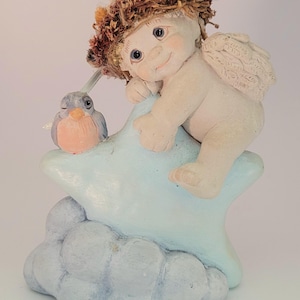 Dreamsicles Angel Figurine: Vintage Cherub on Star with Bird, 1994, with Box