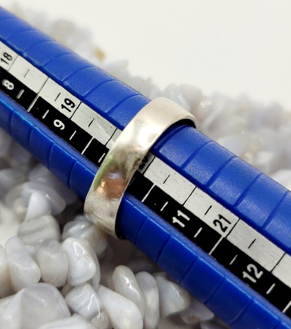 Black Cross Inlay Sterling Silver Ring: Wide Band… - image 8