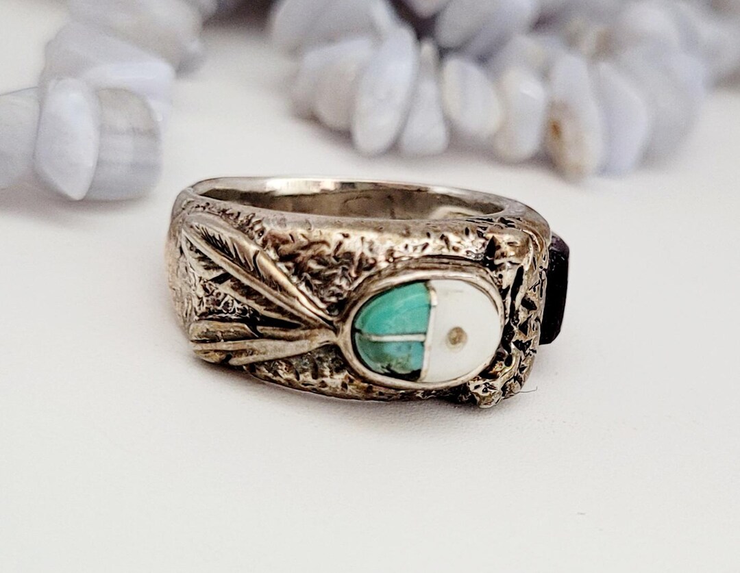 Vintage Navajo Sterling Silver Inlay Ring • Sugilite Turquoise Spiny ...