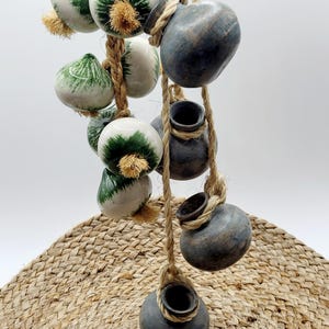 Rustic Clay & Ceramic Hanging Decor – Handmade Boho Garland – Farmhouse Wall Hanging