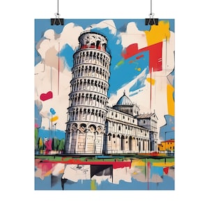 Pisa Leaning Tower Art Print: Modern Italy Travel Poster