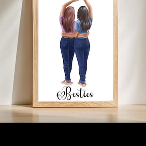 Personalizes Besties Framed Poster, Multicolor Wall Art for Friends, Friendship Gift, Home Decor, Unique Gift for Best Friends