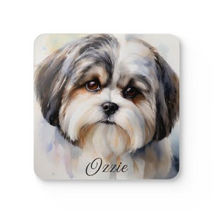 Coaster Set, Personalized Dog Lover Gift, Corkwood Pet Coasters, Custom Pet Portrait Coasters, Dog Mom Gift, Housewarming Gift